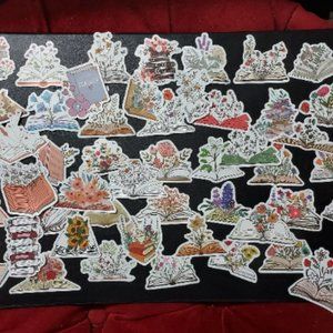 25 pcs. Book Reader Flower Stickers. Random selected. Bottles, Phone, Laptop